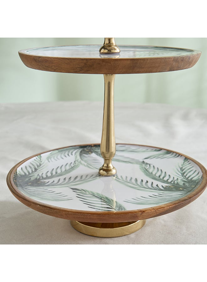 Home Box Palm Leaf 2-Tier Wooden Platter - Image 4